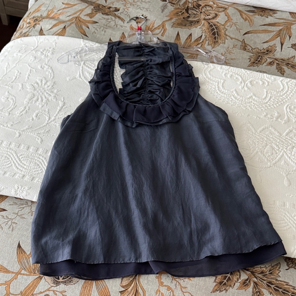 C. Lace Ruffled Racerback Top